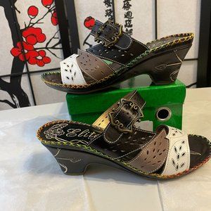 Elite Bali by Corky's Full Grain Leather Blk/Wht. Size 9 1/2